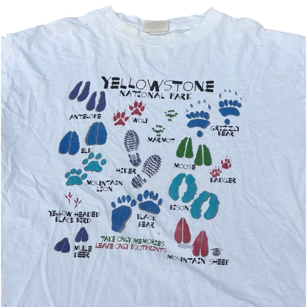 Vtg 90s Fred Harvey M? L? Yellowstone National Park Wildlife USA Single Stitch